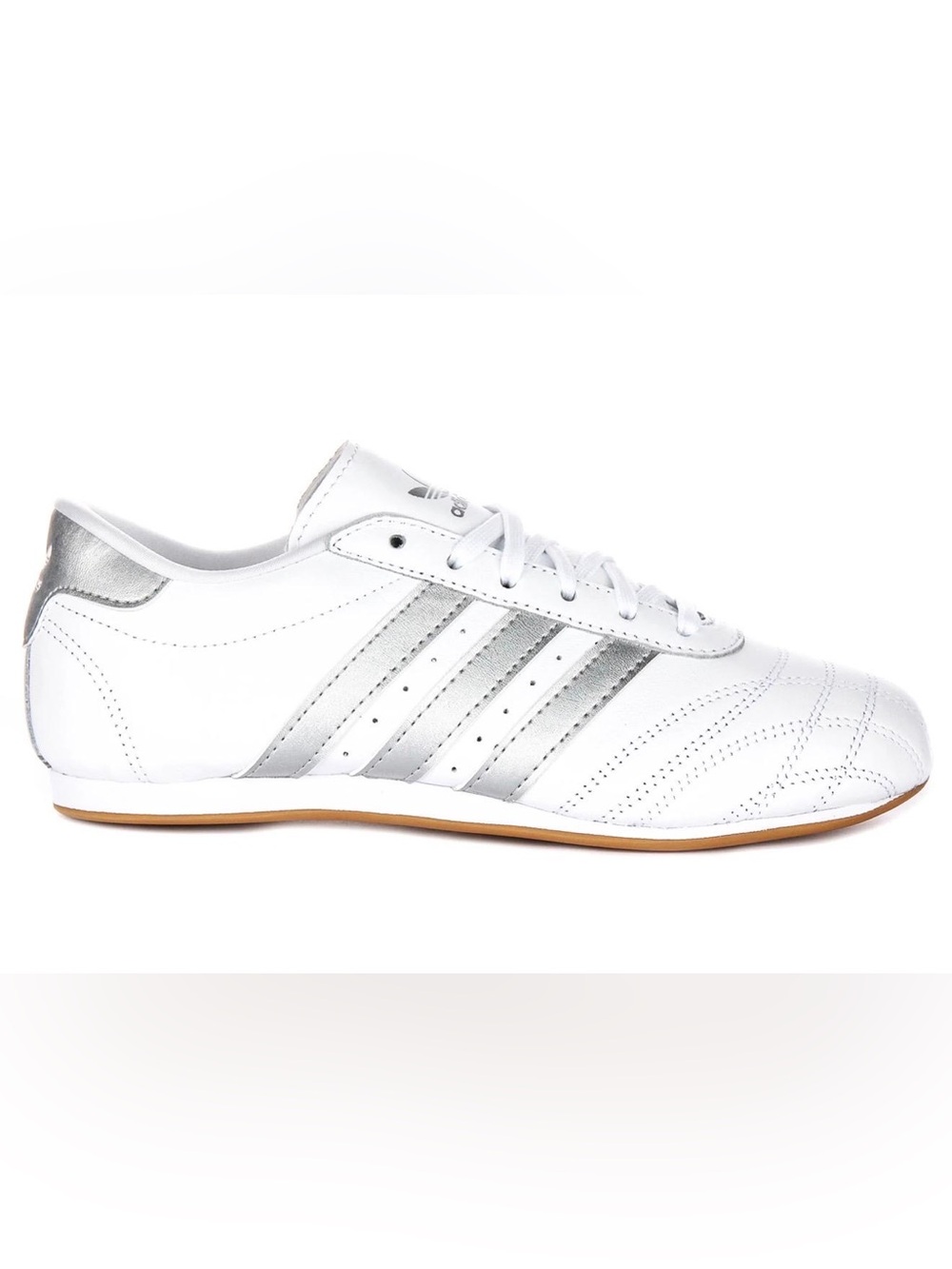 adidas White Sneakers with Metallic Silver Stripes - Picture 2 of 9